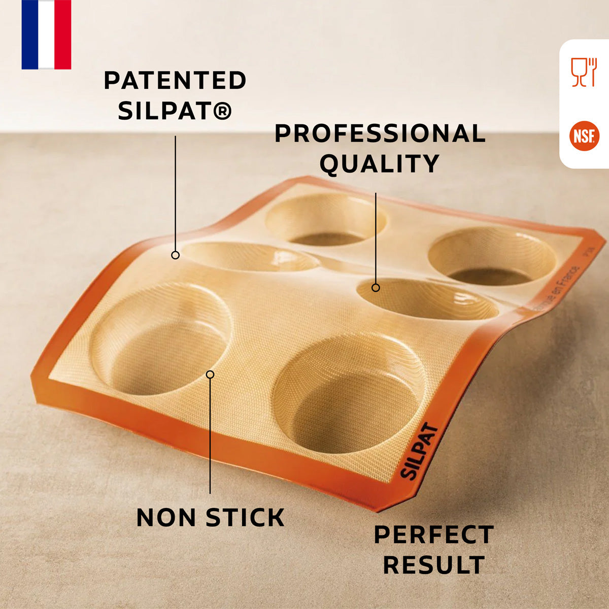 Silpat 6 Hole Large Round Mold - Korvel