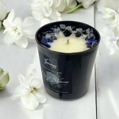 Radiant Essence Crystal Candle with Black Obsidian & Lapis Lazuli - 9oz