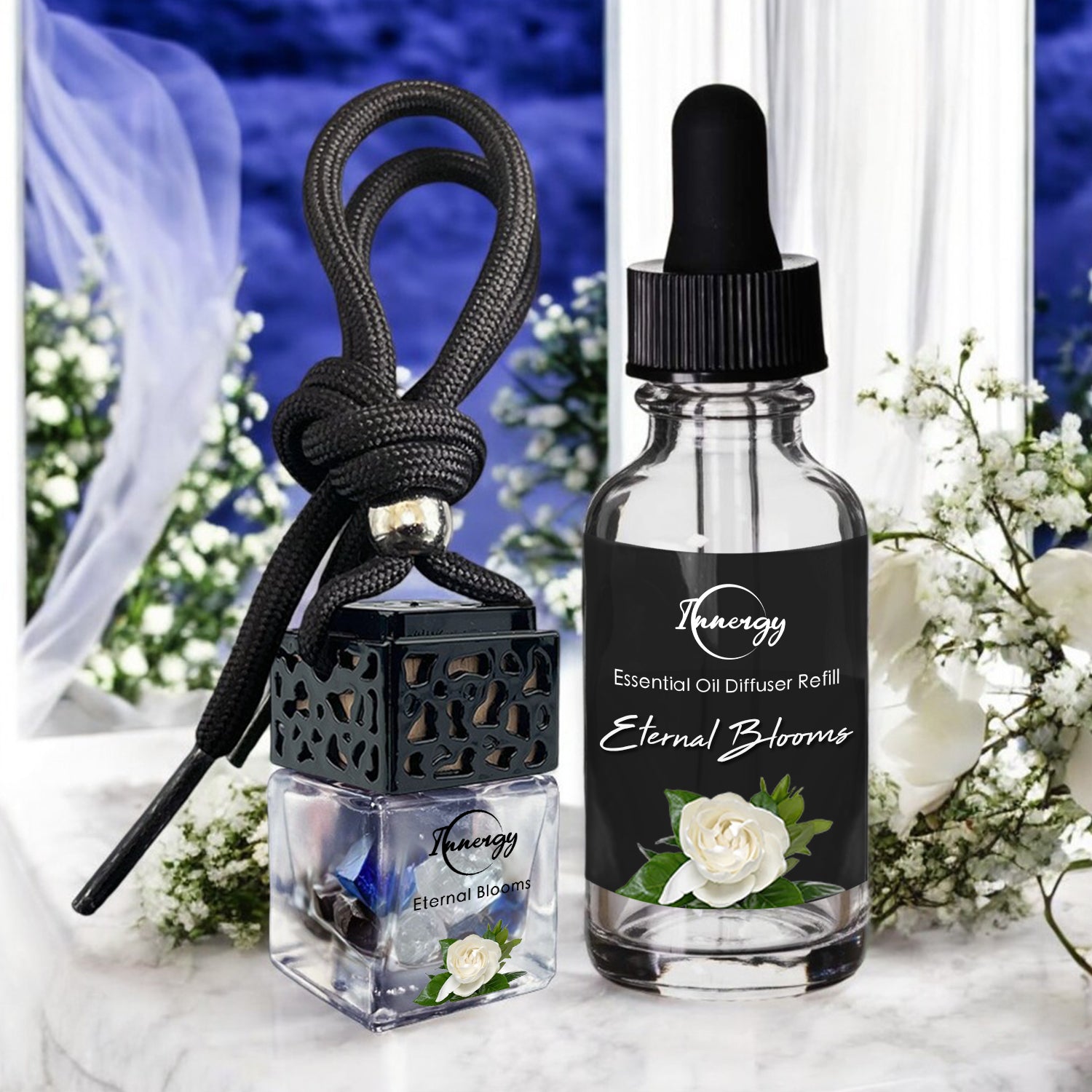 Eternal Blooms Crystal-Infused Car Diffuser - 8ml Air Freshener - Korvel