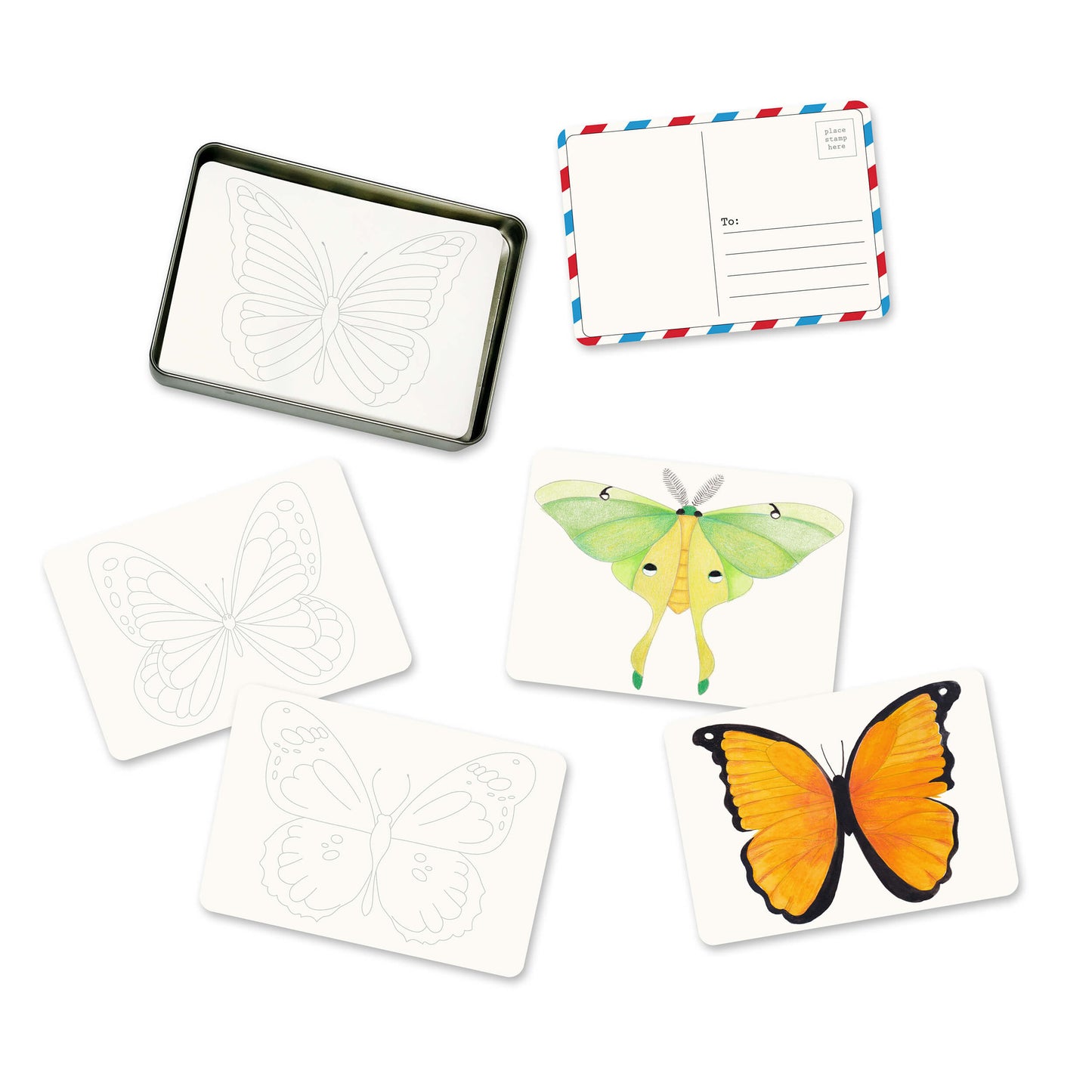 Cartes postales à colorier avec 6 designs uniques (30 cartes)