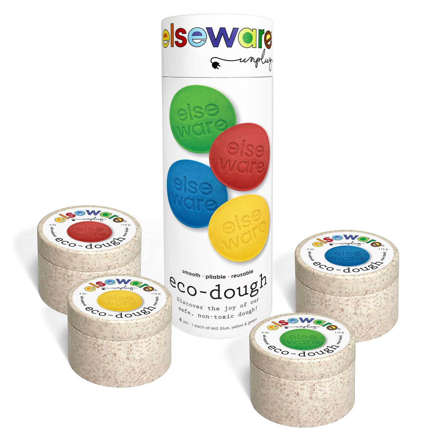 Eco-Dough 4-Pack – Ensemble de pâte à modeler naturelle et non toxique