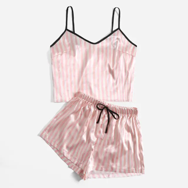 Ensemble de Pyjama Élégant à Rayures pour Femmes