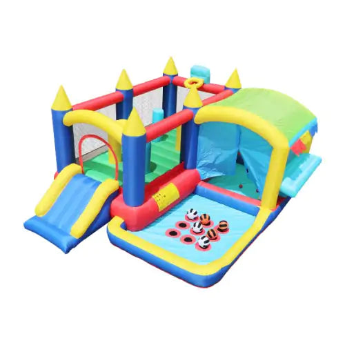 Maison Gonflable 7-en-1 avec Piscine à Balles pour Enfants