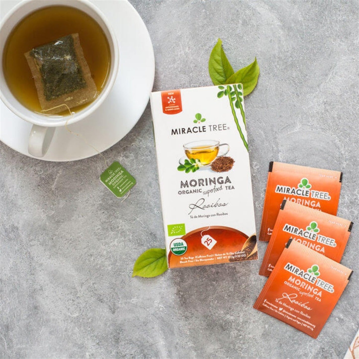 Organic Moringa Tea with Rooibos - 25 Wrapped Tea Bags