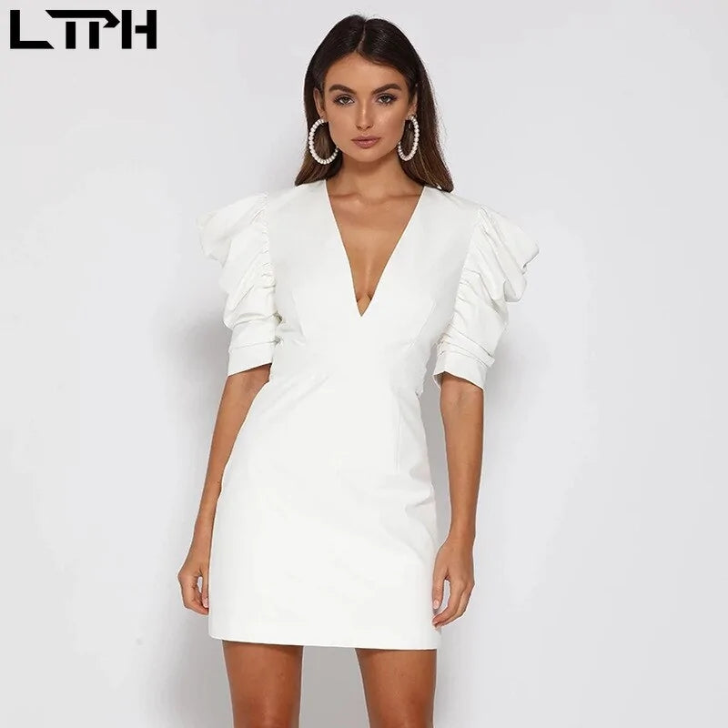 Robe élégante sans dos à décolleté en V pour femmes