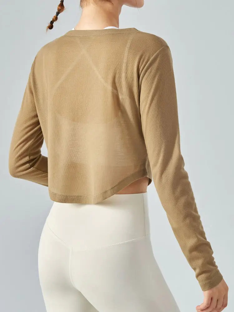 V-Neck Long Sleeve Yoga Top for Active Comfort