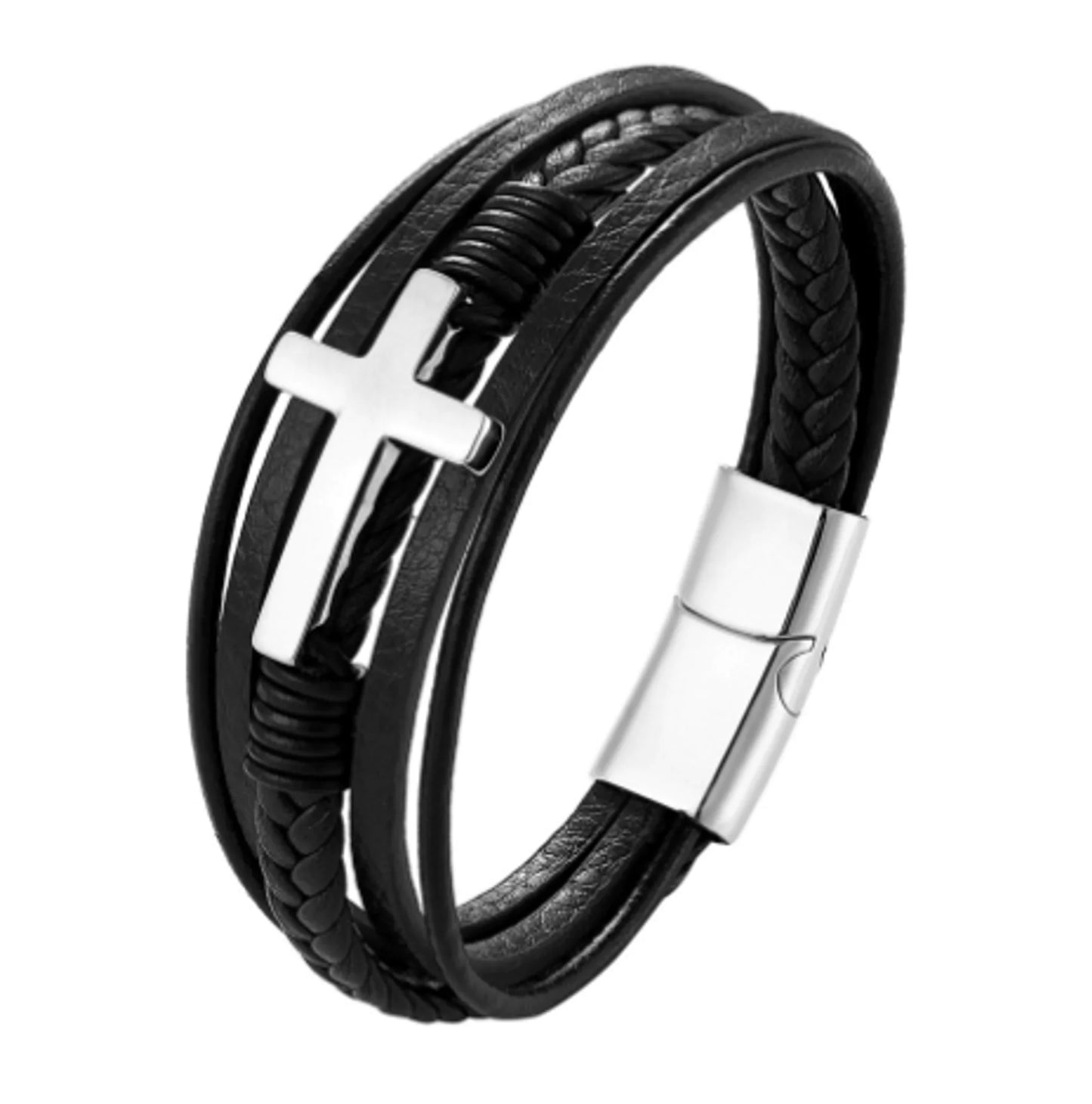 Pulsera de Acero Inoxidable de Diseño de Cruz Multicolor de Lujo para Hombres
