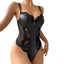 Body en cuir maillé élégant grande taille avec entrejambe à pression
