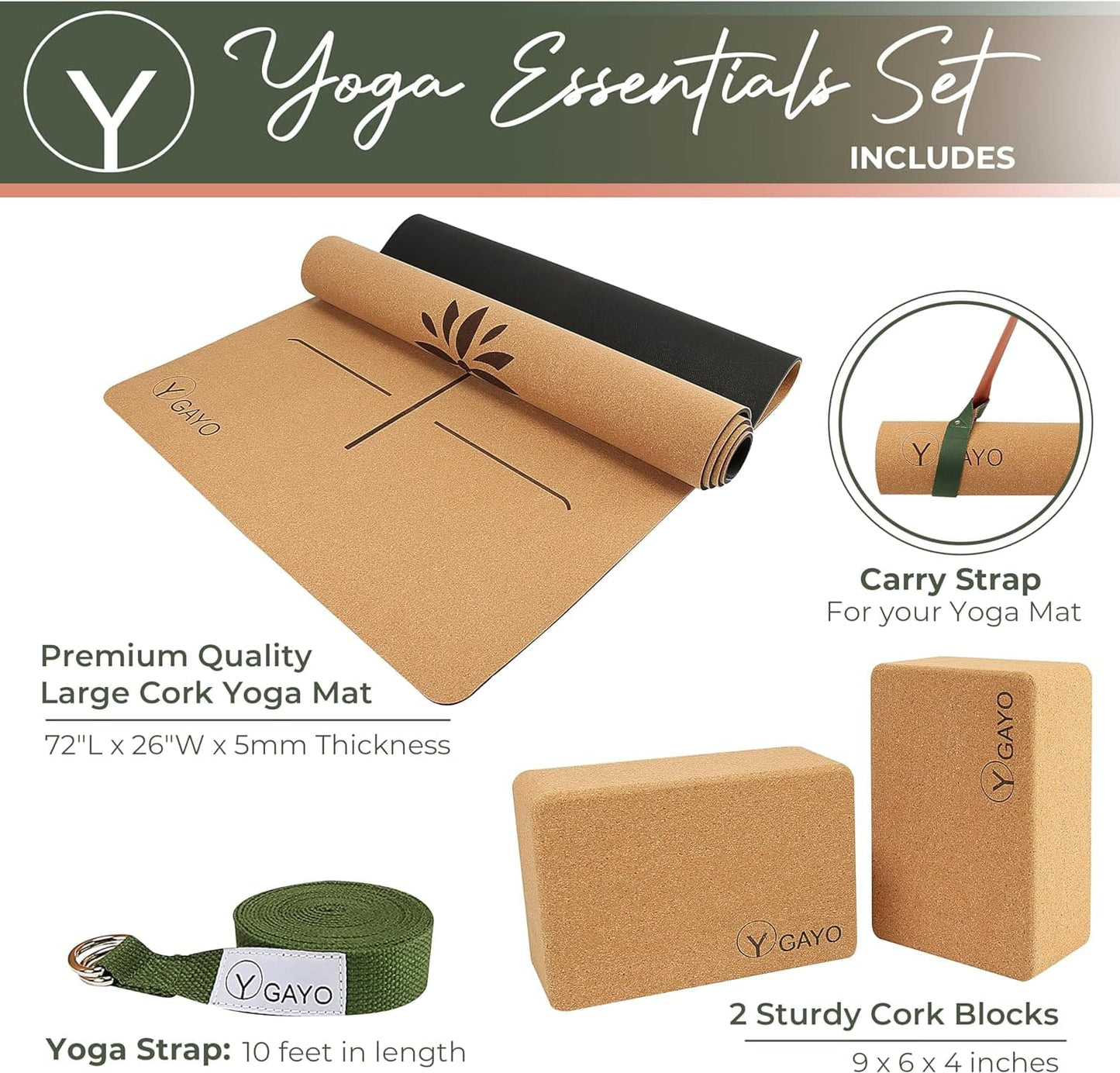 Sustainable Cork Yoga Essentials Set for Mindful Practice - Korvel