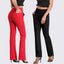 Pantalones de punto acampanados para mujer con bolsillos laterales