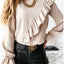 Lady Office Work Ruffles O-Neck Blouse