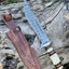 Premium 14” Damascus Steel Sub-Hilt Fighter Bowie Knife – Ideal Holiday Gift with Leather Sheath - Korvel