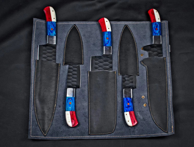 Premium Handcrafted Carbon Steel Chef Knife Set – 5 Piece BBQ & Culinary Collection | Ideal Gift for Him - Korvel