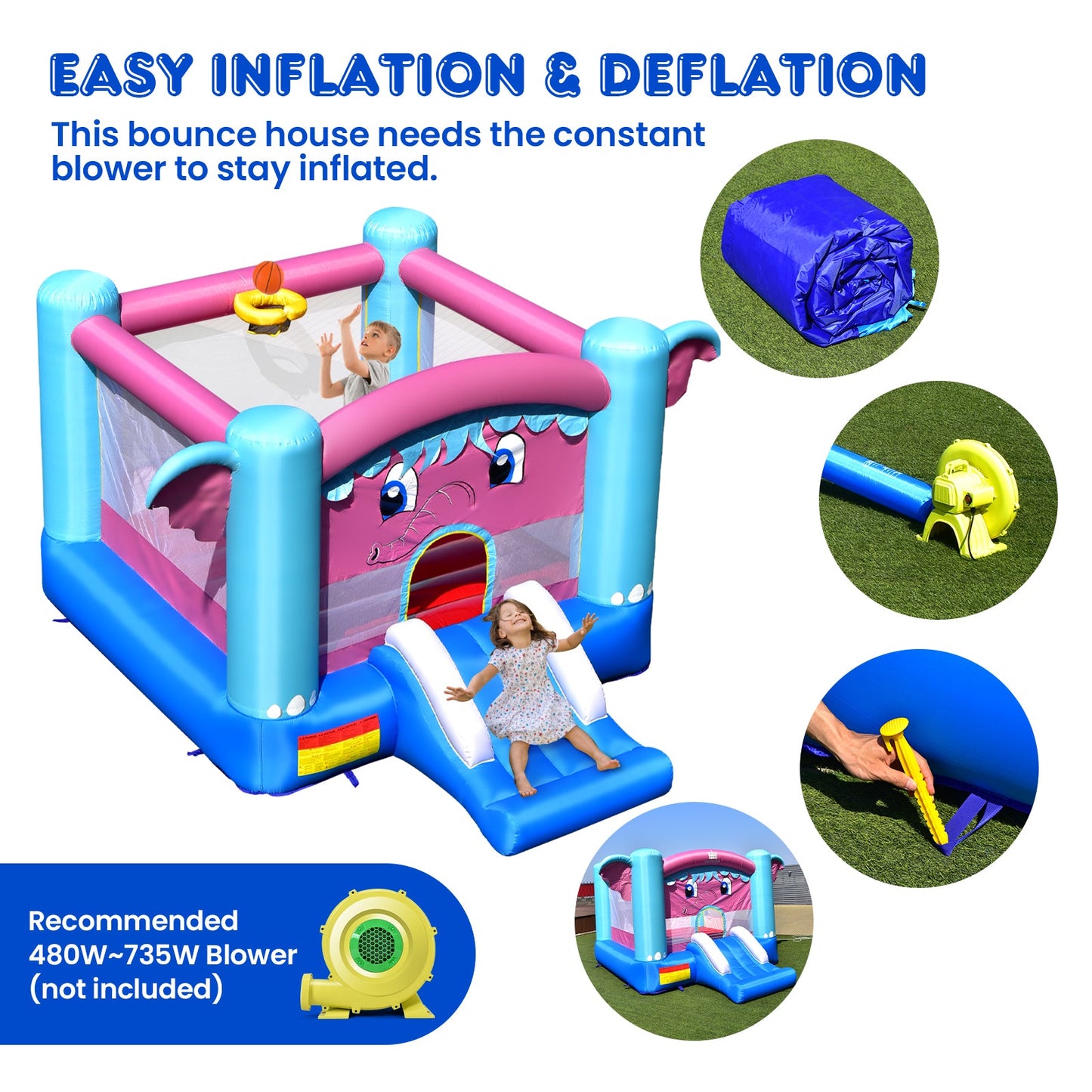 3-in-1 Elephant Theme Inflatable Castle