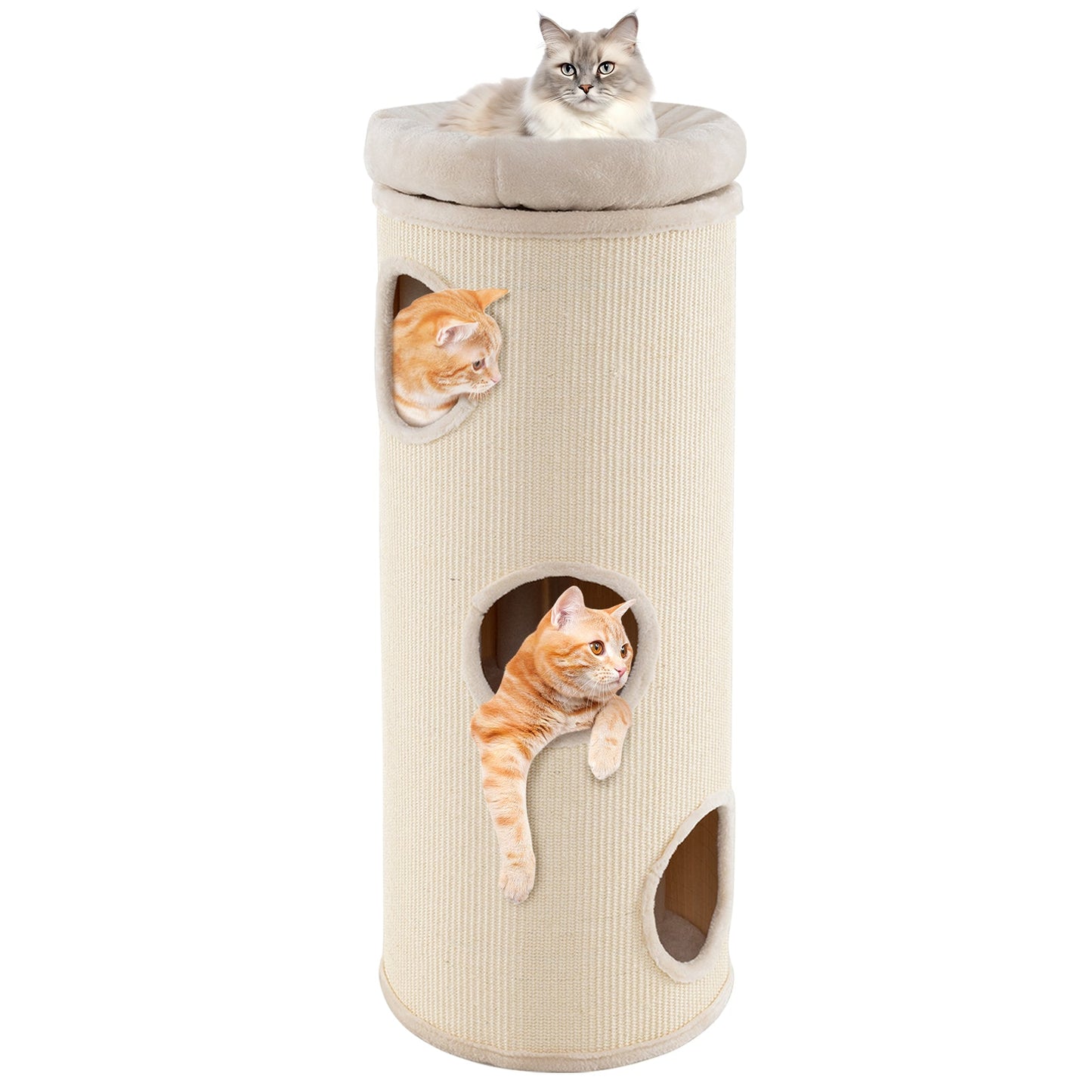 Caverne pour Chats Élevée de 49 Pouces - Maison à 4 Niveaux pour Chats Multiples