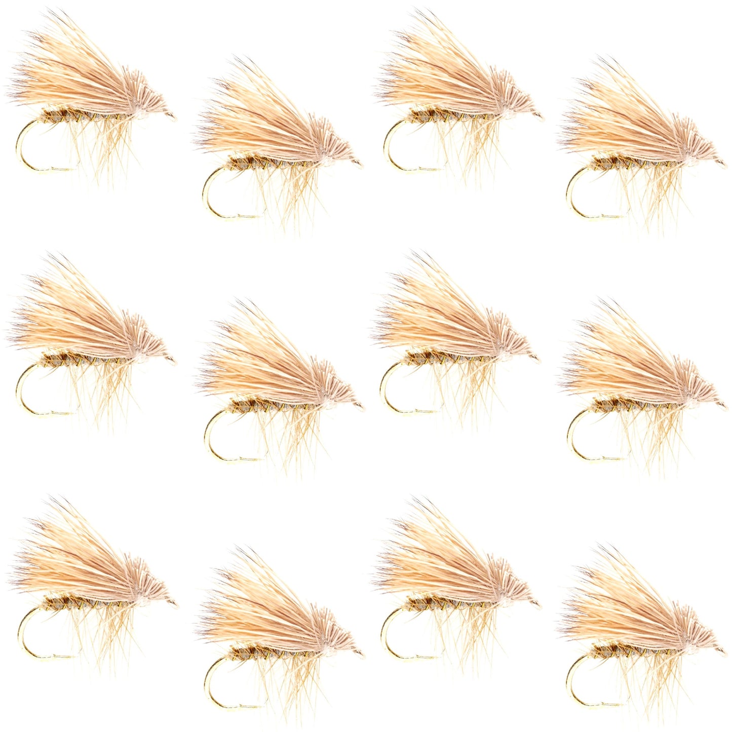 Premium Barbless Yellow Elk Hair Caddis Dry Flies - 1 Dozen Size 18 - Korvel