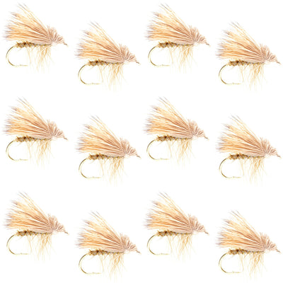 Premium Barbless Yellow Elk Hair Caddis Dry Flies - 1 Dozen Size 18 - Korvel