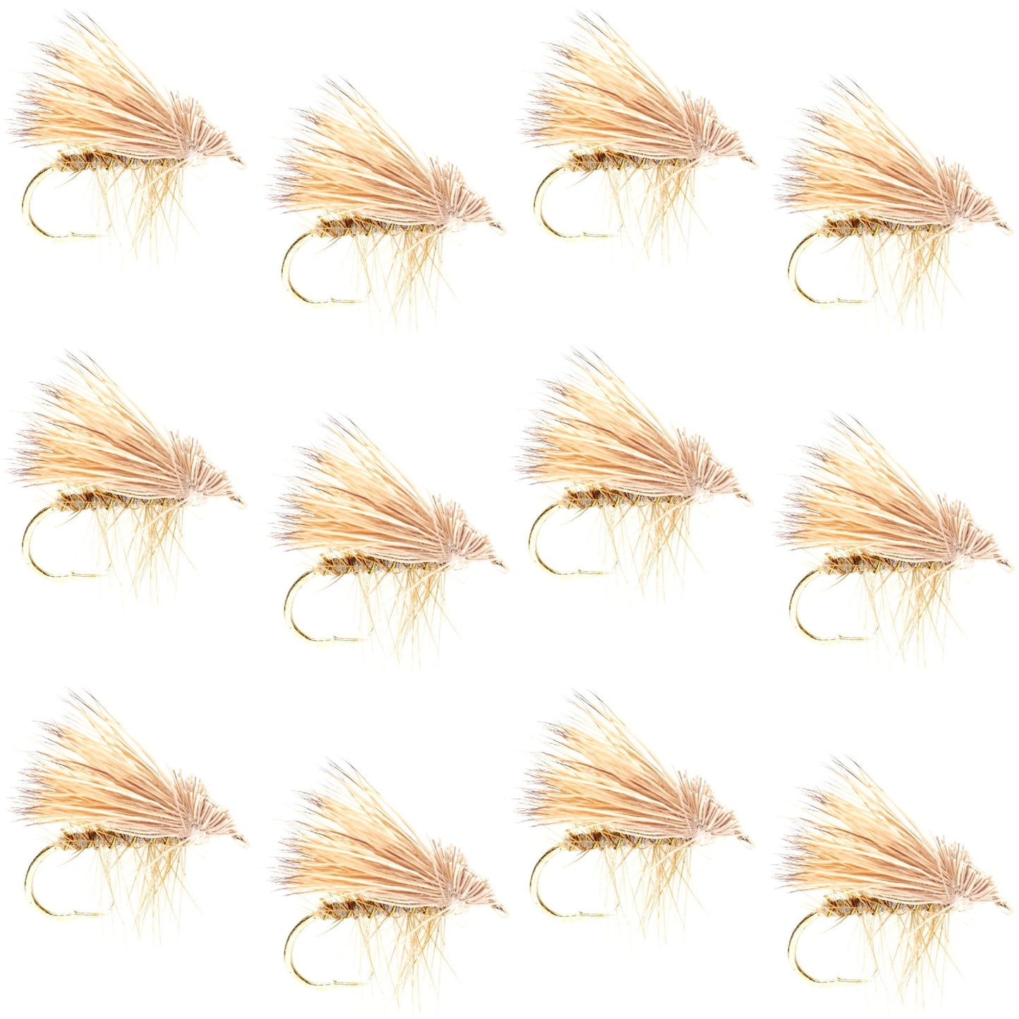 Premium Barbless Yellow Elk Hair Caddis Dry Flies - 12 Pack, Size 12 - Korvel