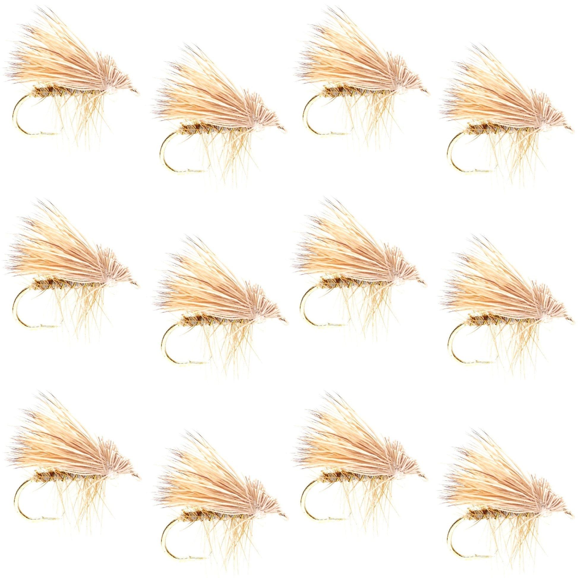 Premium Barbless Yellow Elk Hair Caddis Dry Flies - 12 Pack, Size 12 - Korvel