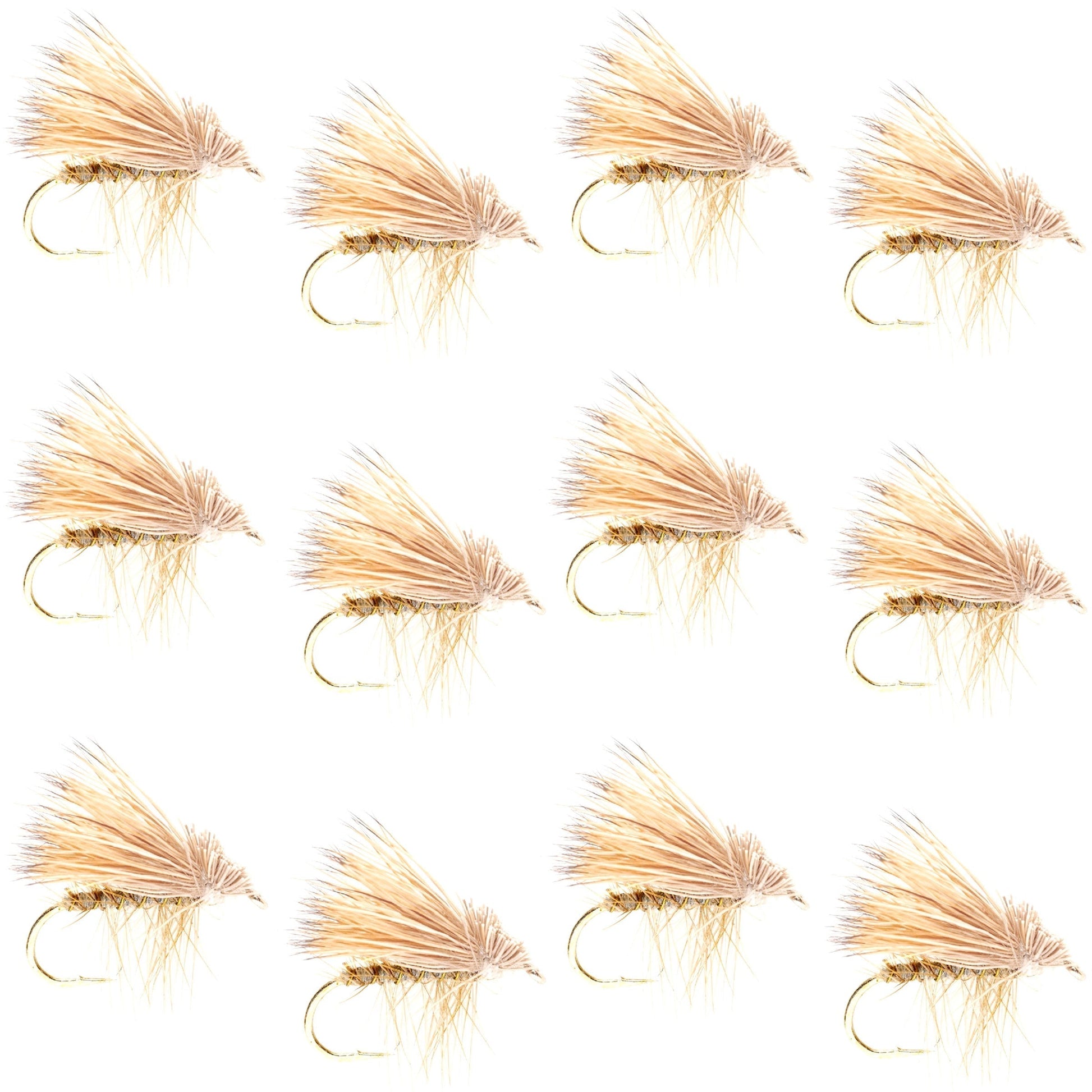 Premium Barbless Yellow Elk Hair Caddis Dry Flies - 12 Pack Size 14 - Korvel