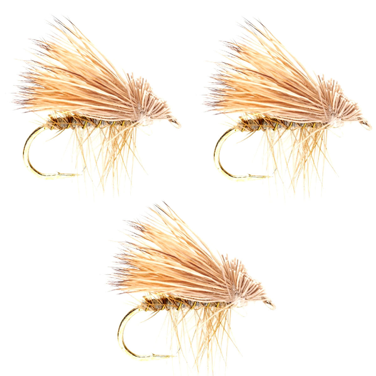 3-Pack Barbless Yellow Elk Hair Caddis Dry Flies - Size 18 for Trout Fishing - Korvel