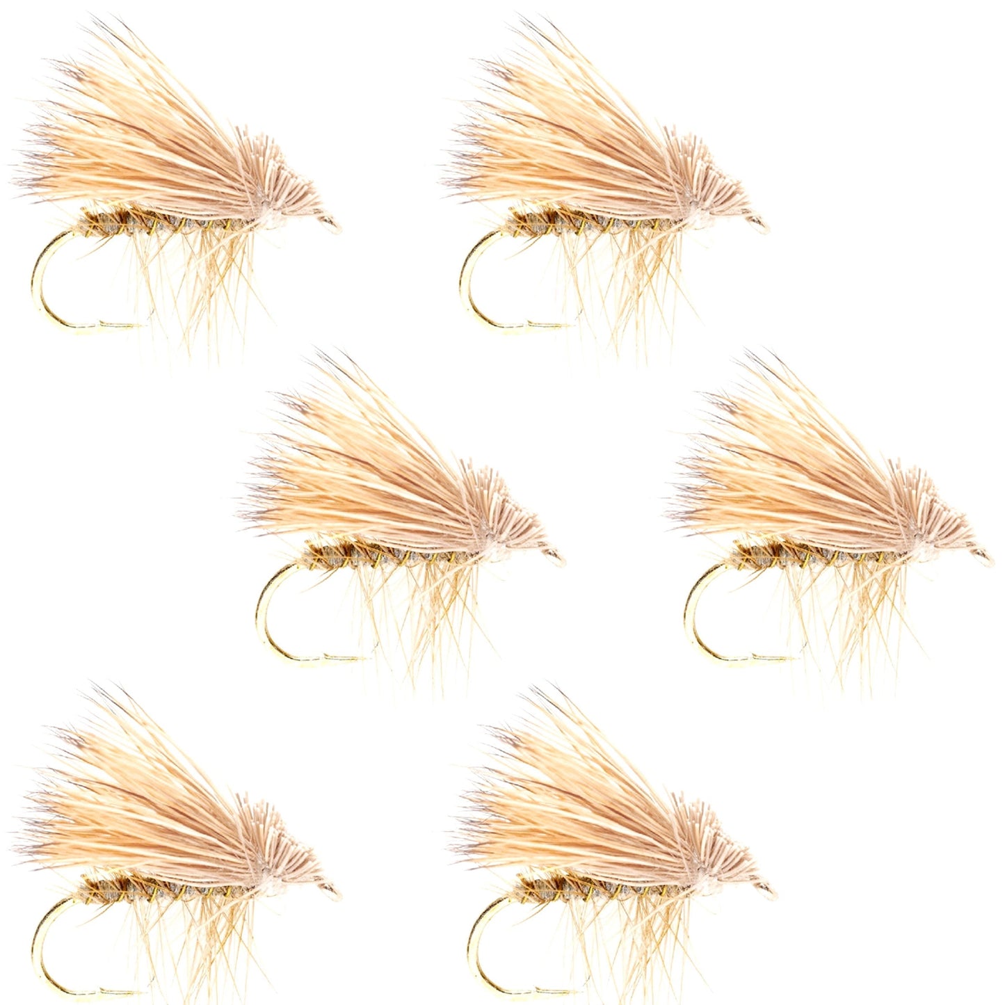 Premium Barbless Yellow Elk Hair Caddis Dry Flies - Size 14 (Pack of 6) - Korvel
