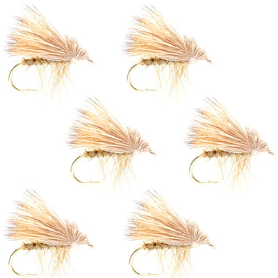Premium Barbless Yellow Elk Hair Caddis Dry Flies - Size 14 (Pack of 6) - Korvel