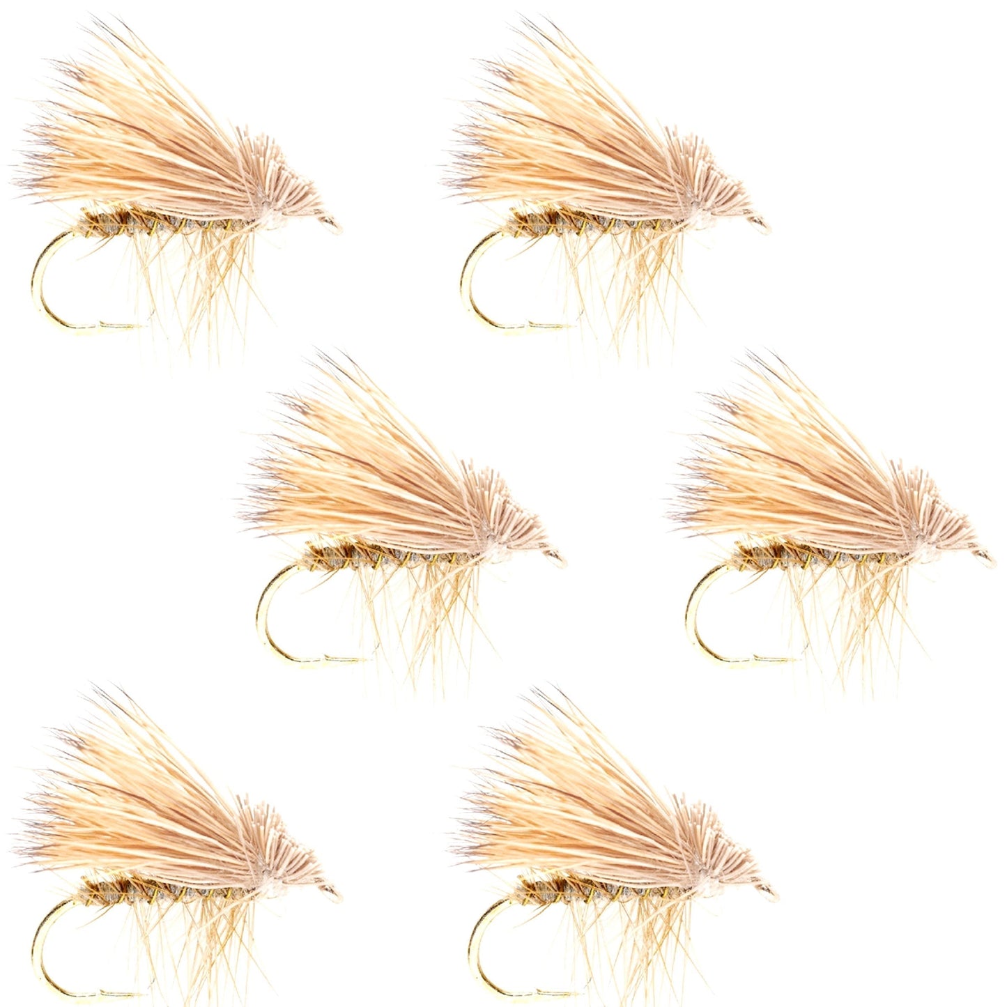Premium Barbless Yellow Elk Hair Caddis Dry Flies - Size 18 (Pack of 6) - Korvel