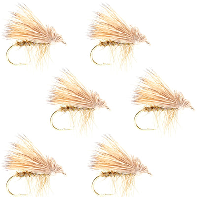 Premium Barbless Yellow Elk Hair Caddis Dry Flies - Size 18 (Pack of 6) - Korvel
