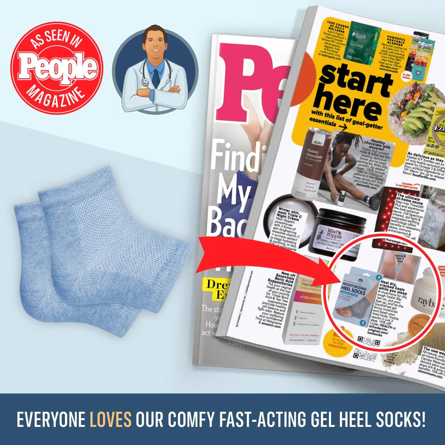 Chaussettes hydratantes pour les talons - 2 paires pour le soin des pieds