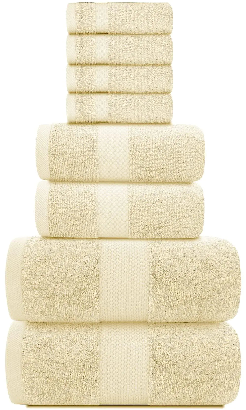 Juego de Toallas de Baño Beige de Lujo - 8 Piezas de Algodón Peinado
