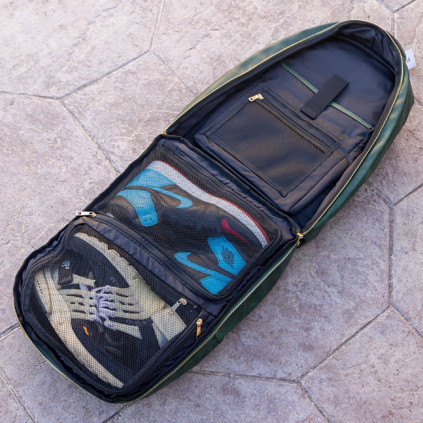 Bolso de viaje de piel verde esmeralda (diseño XL)