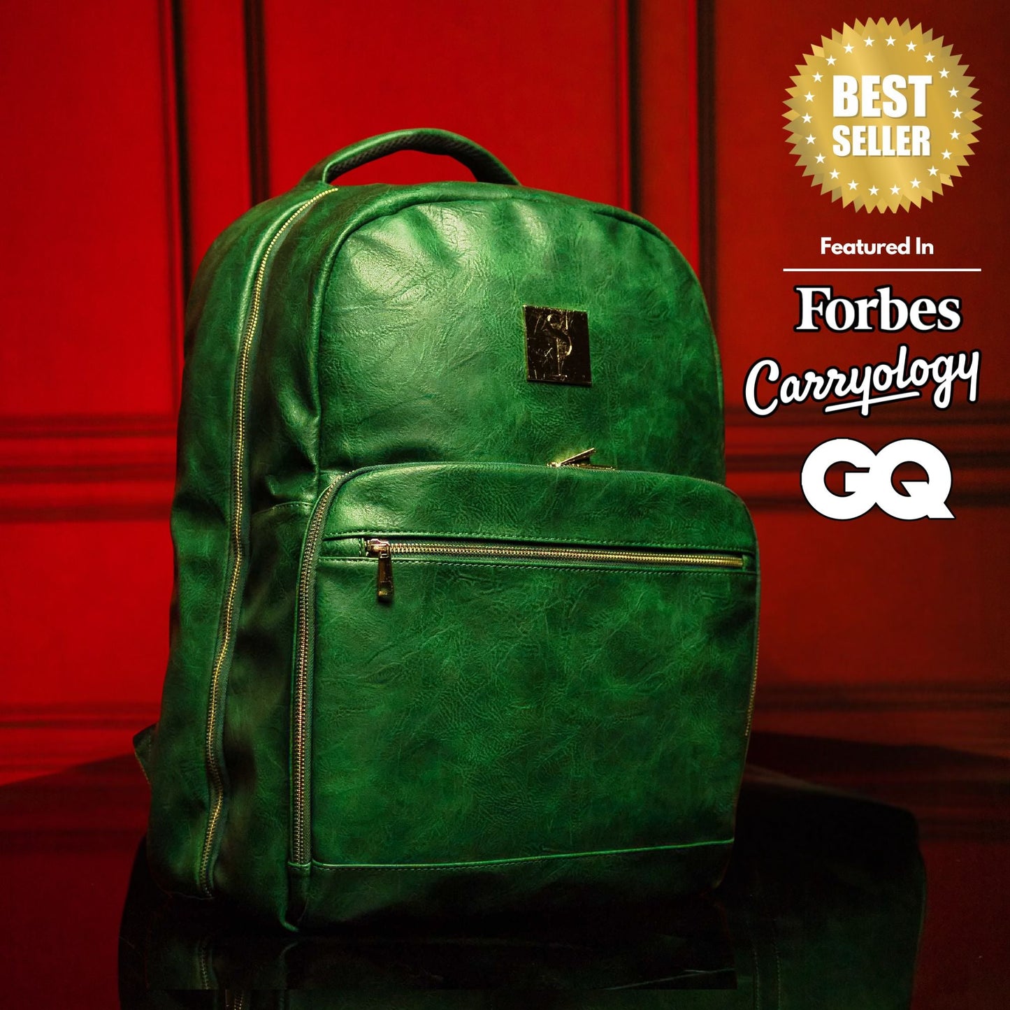 Bolso de viaje de piel verde esmeralda (diseño XL)