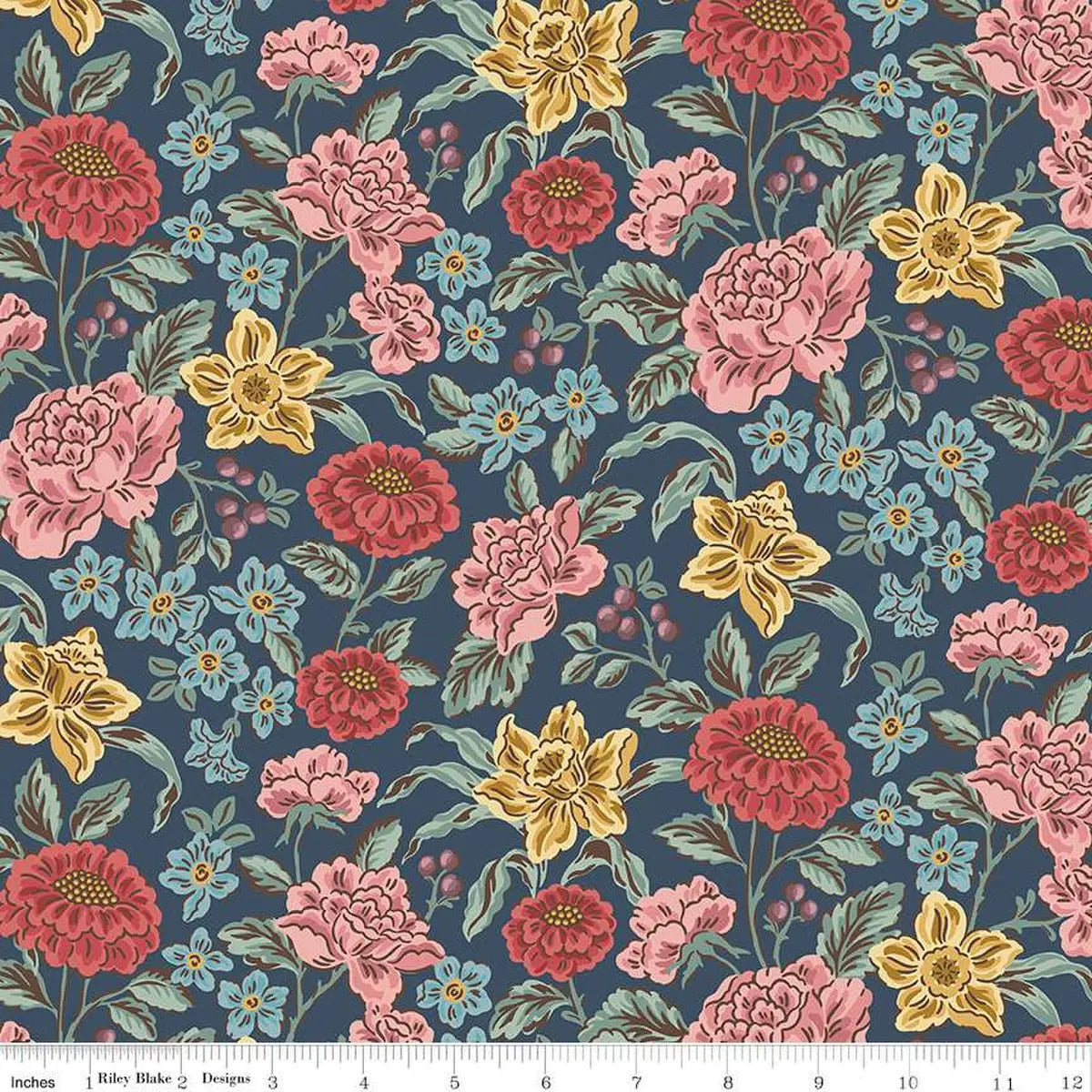 Emma Hartfield Navy Cotton Fabric - 43"/44" Per Yard