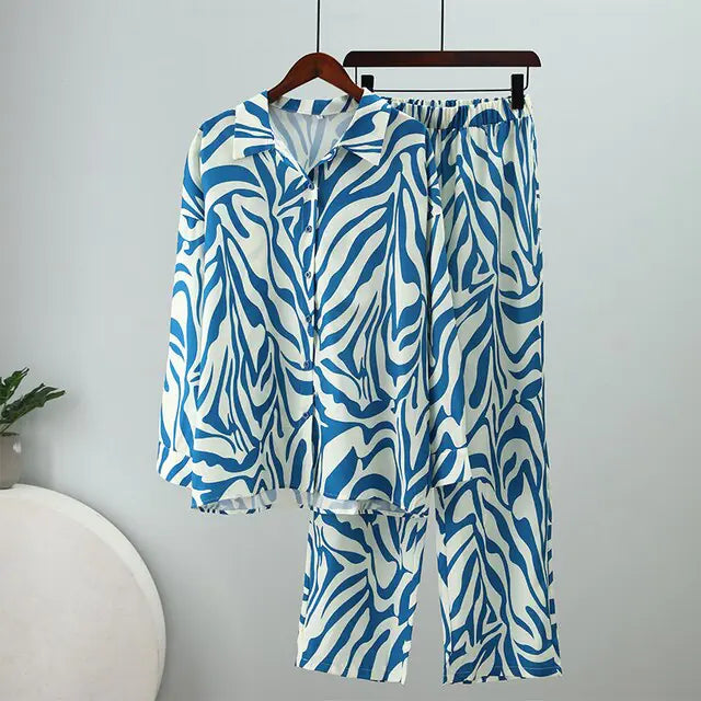 Conjunto de Pantalones de Rayas Sueltos Elegantes con Top de Manga Larga