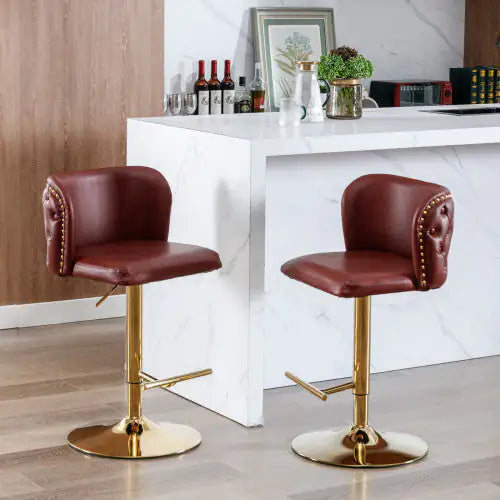 Modern Adjustable Swivel Bar Stools with Tufted Back
