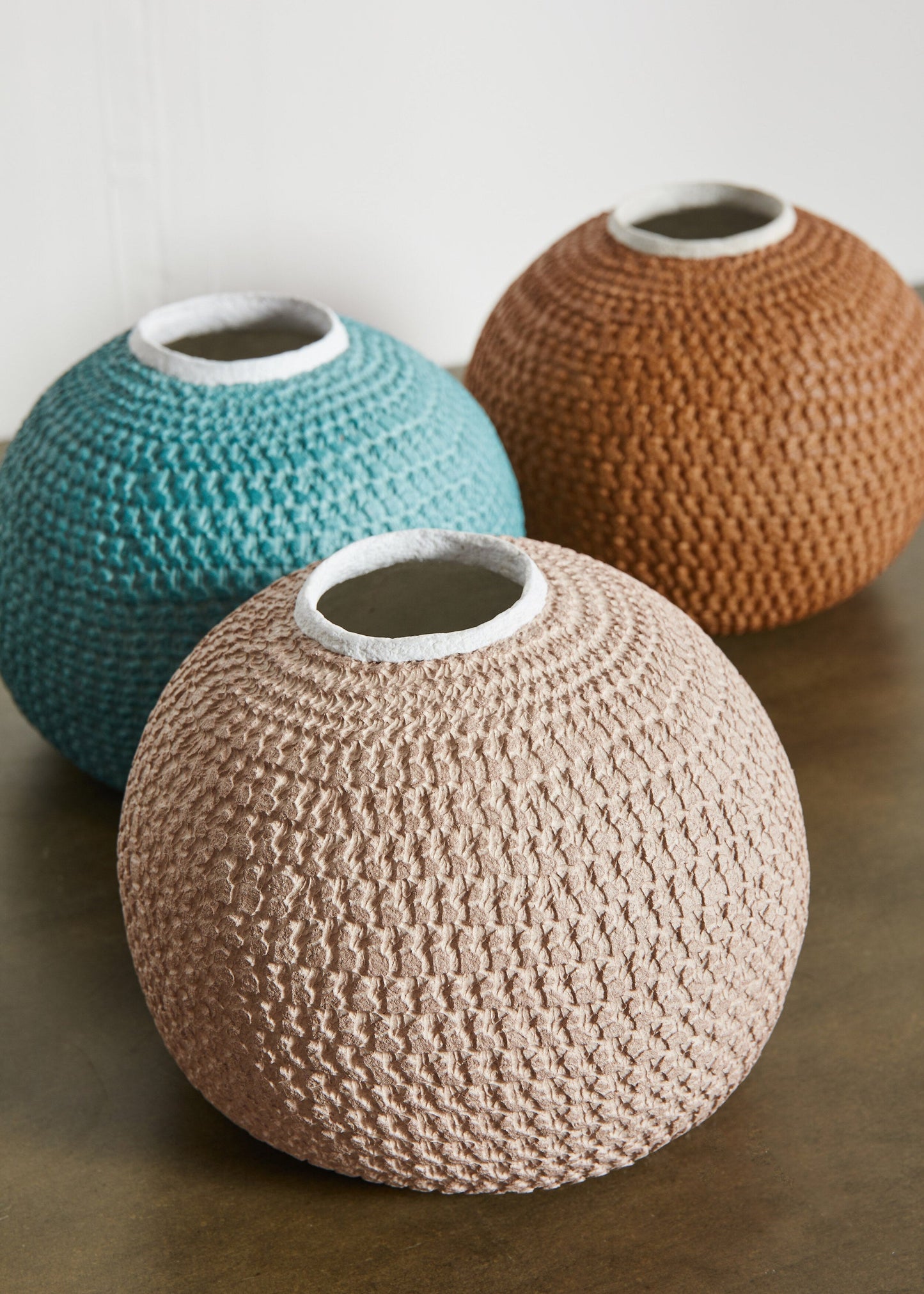 African Bibi Papier Vase - Pink, Rust, and Blue