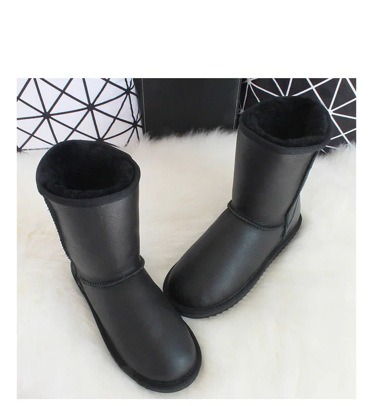 Botas de Nieve de Piel de Oveja Impermeables para Mujeres