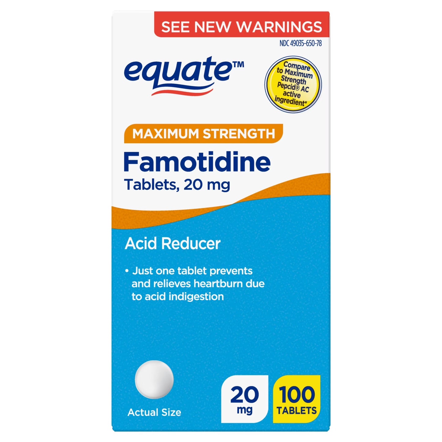 Comprimés de réducteur d'acide Famotidine 20mg - 100 unités