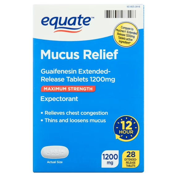 Comprimés à libération prolongée de guaïfénésine 1200 mg - 28 unités