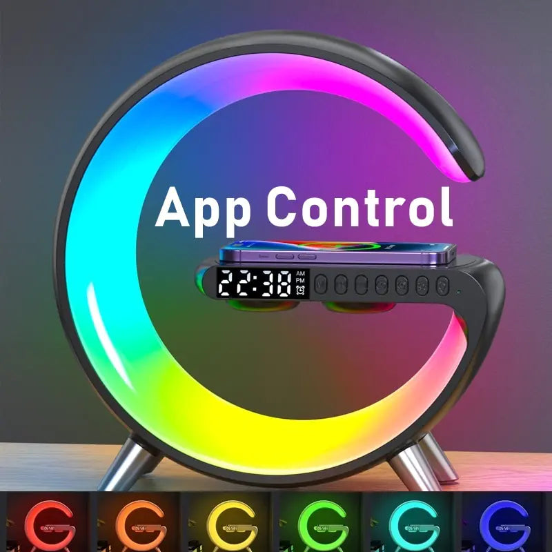 Wireless Charger Alarm Clock with Speaker and RGB Light