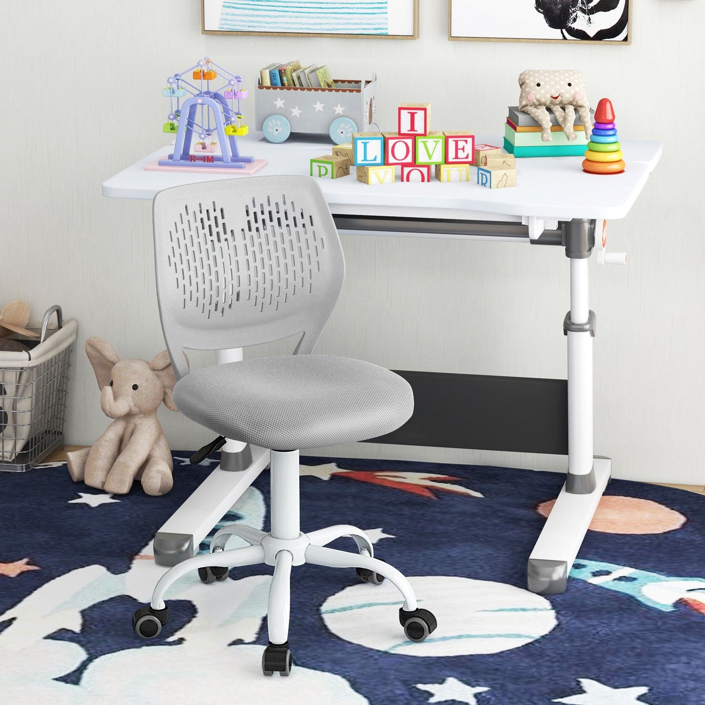 Silla de Estudio Ergonómica para Niños - Altura Ajustable en Gris
