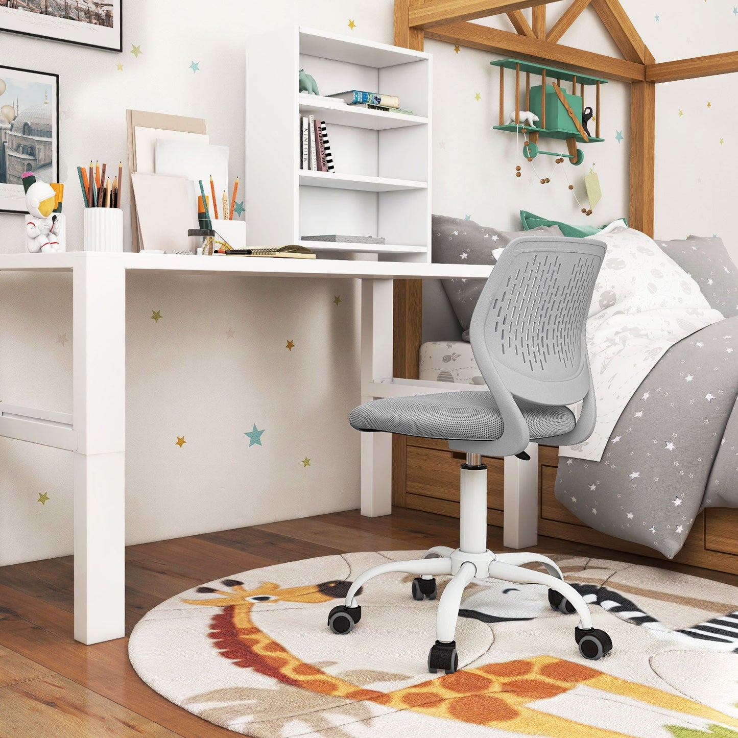Silla de Estudio Ergonómica para Niños - Altura Ajustable en Gris