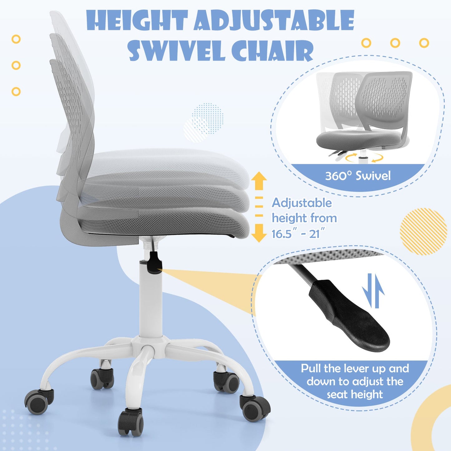 Silla de Estudio Ergonómica para Niños - Altura Ajustable en Gris
