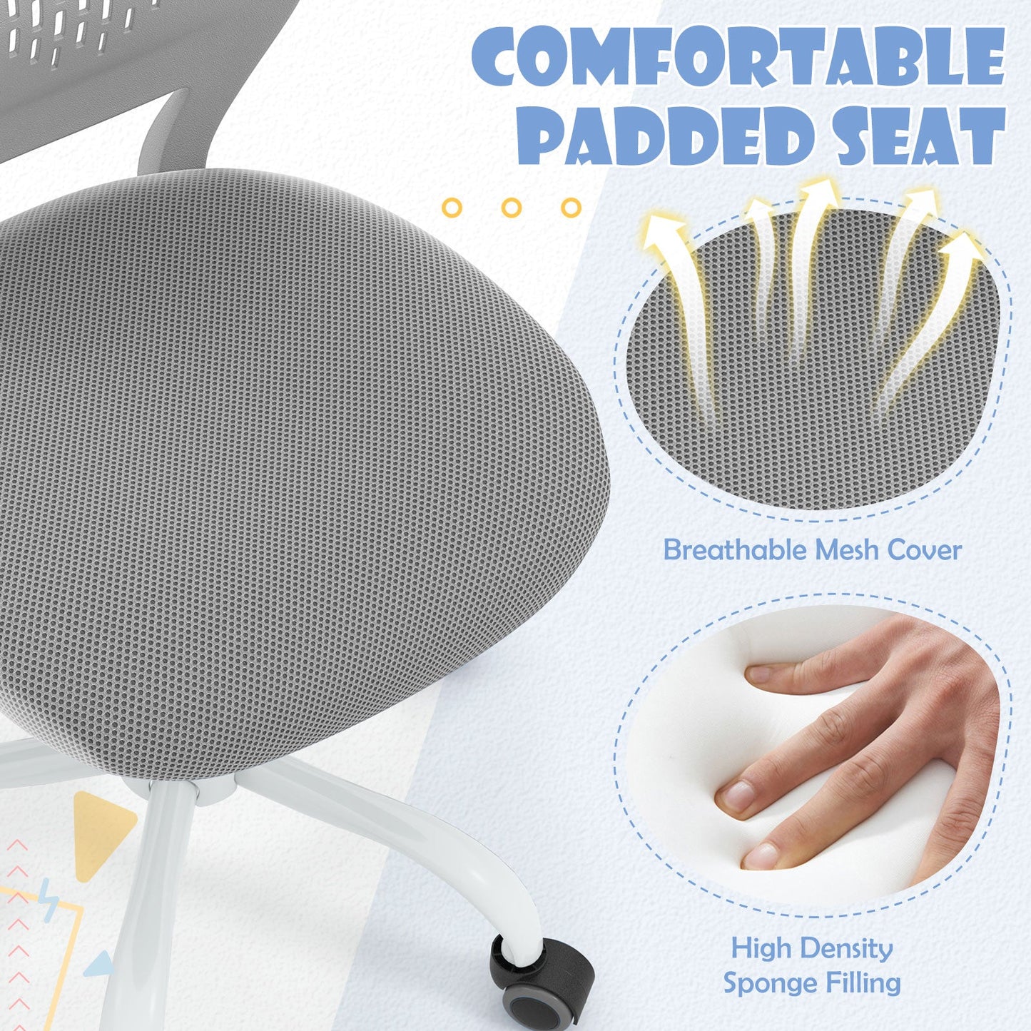 Silla de Estudio Ergonómica para Niños - Altura Ajustable en Gris