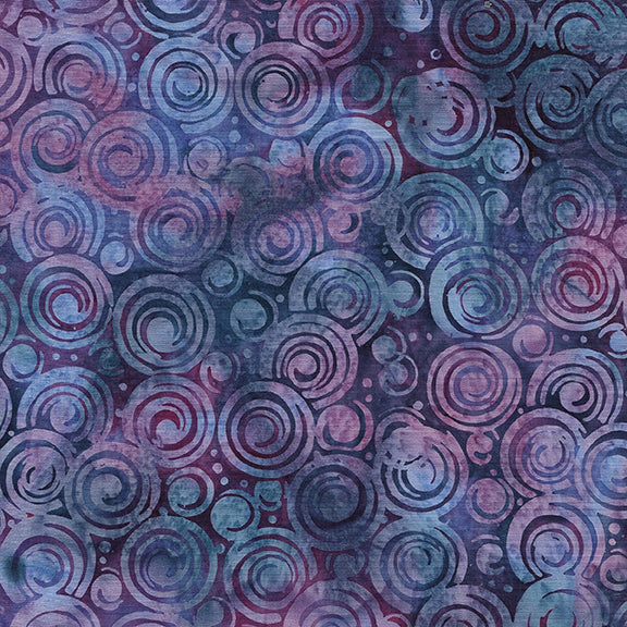 Essence Circle in Circle Multi Blue Purple Batik Fabric