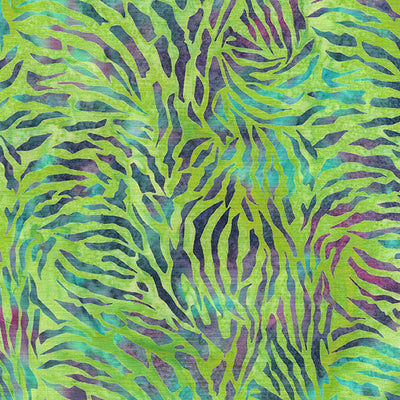 Essence Tiger Stripe-Green Lemongrass Batik Fabric - 44"/45" Per Yard