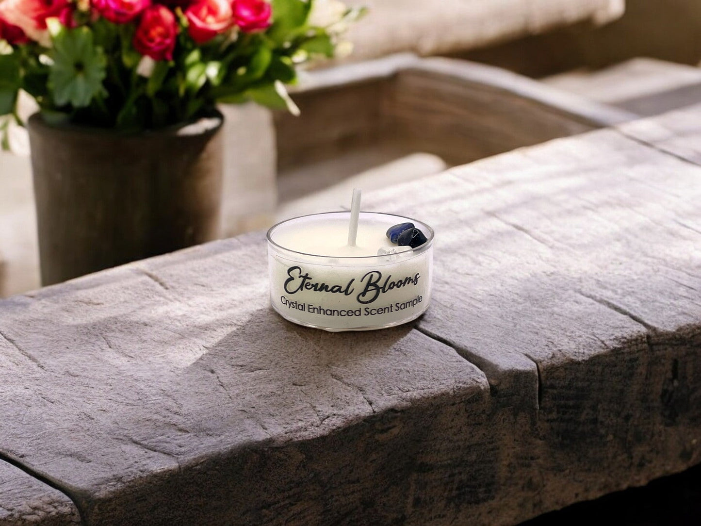 Eternal Blooms Crystal Candle - Premium Coconut-Soy Wax Tealight, 1oz - Korvel