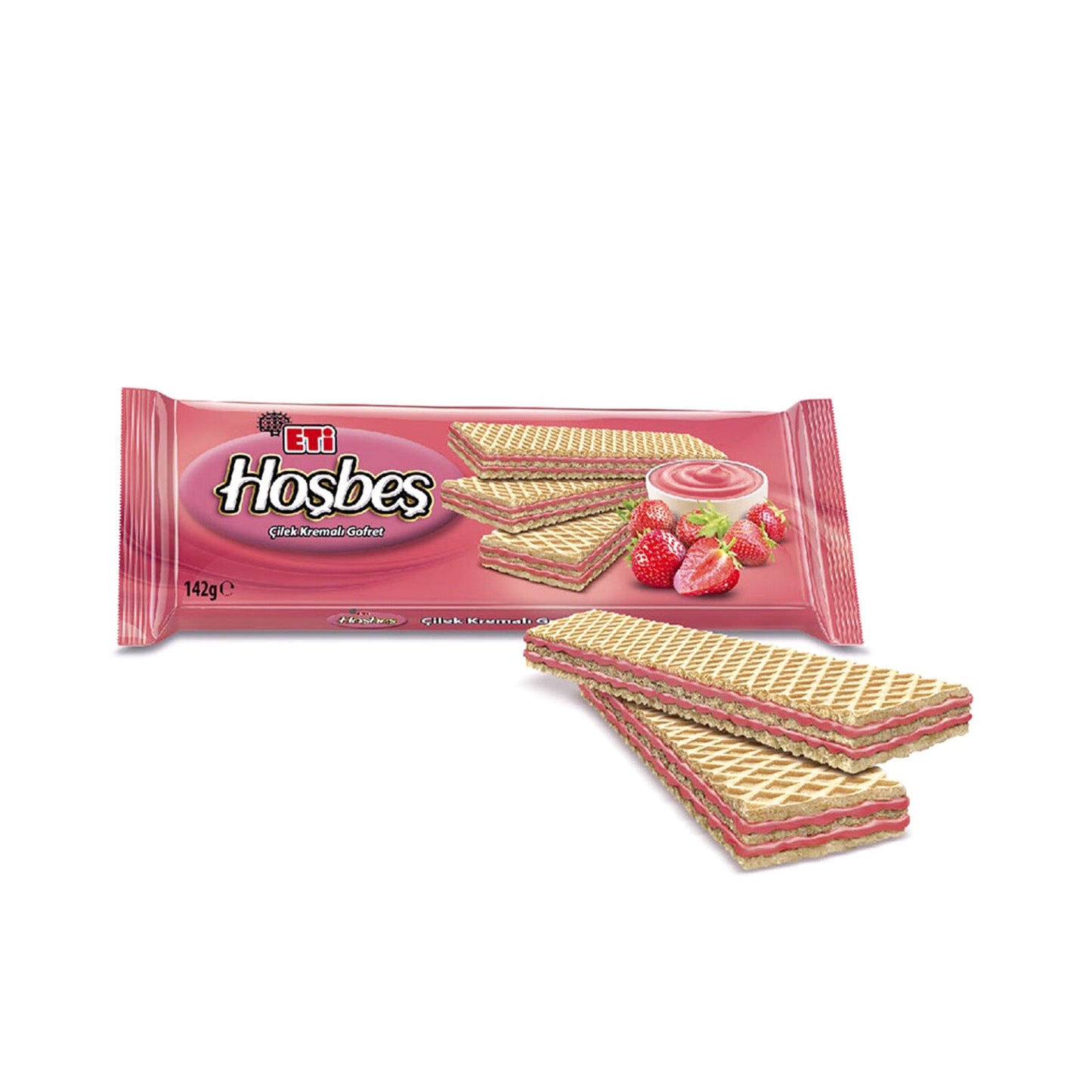 Eti Hoşbeş Strawberry Wafers – Light & Crispy Wafer Cookies (142g)
