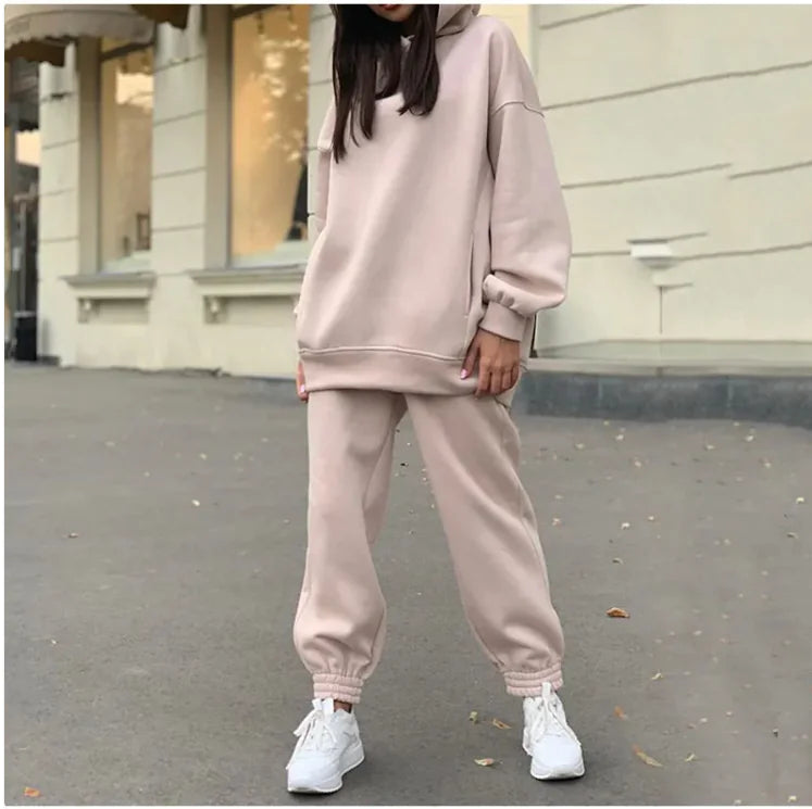 Conjunto de Sudadera de Felpa con Capucha Cómoda para Mujeres